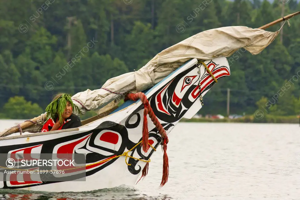 Canoe Arrival At Tribal Journeys, Cowichan Bay, B.C., Canada