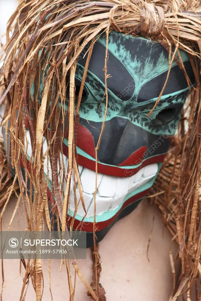 Arrival Of Canoes At Tribal Journeys Cowichan Bay, Masked Paddler (Puller), B.C., Canda