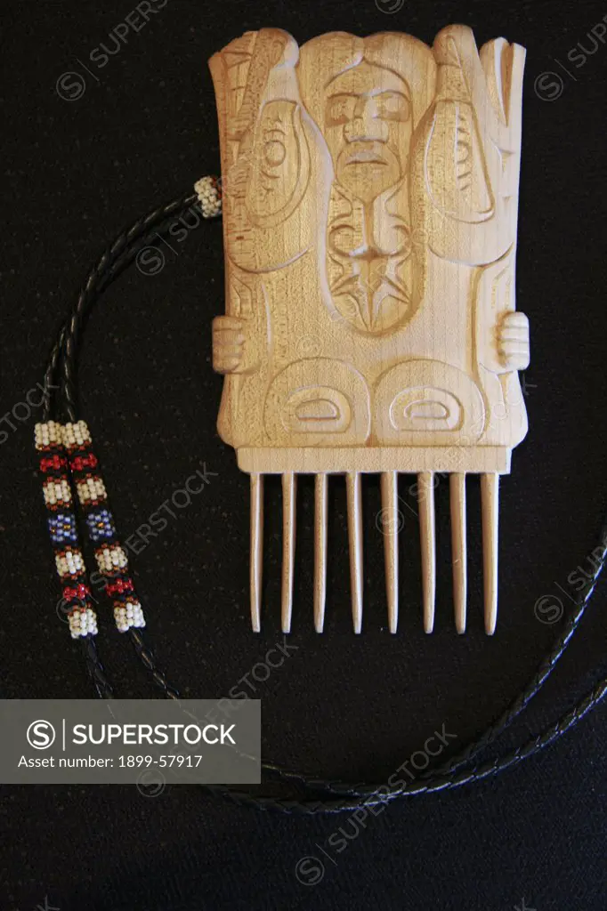 Carved Wooden Carving Comb, B.C., Canada