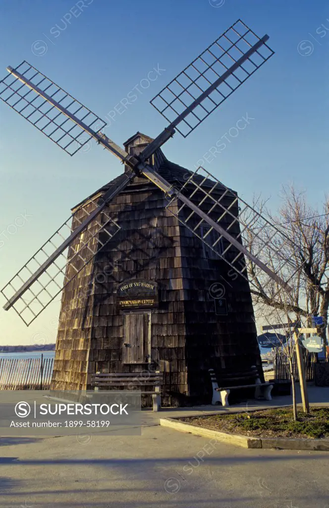New York State, Long Island, Sag Harbor. Windmill.