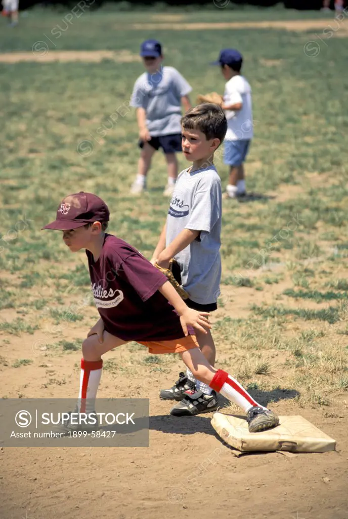 Virginia. Boys Playing Youth League Baseball.