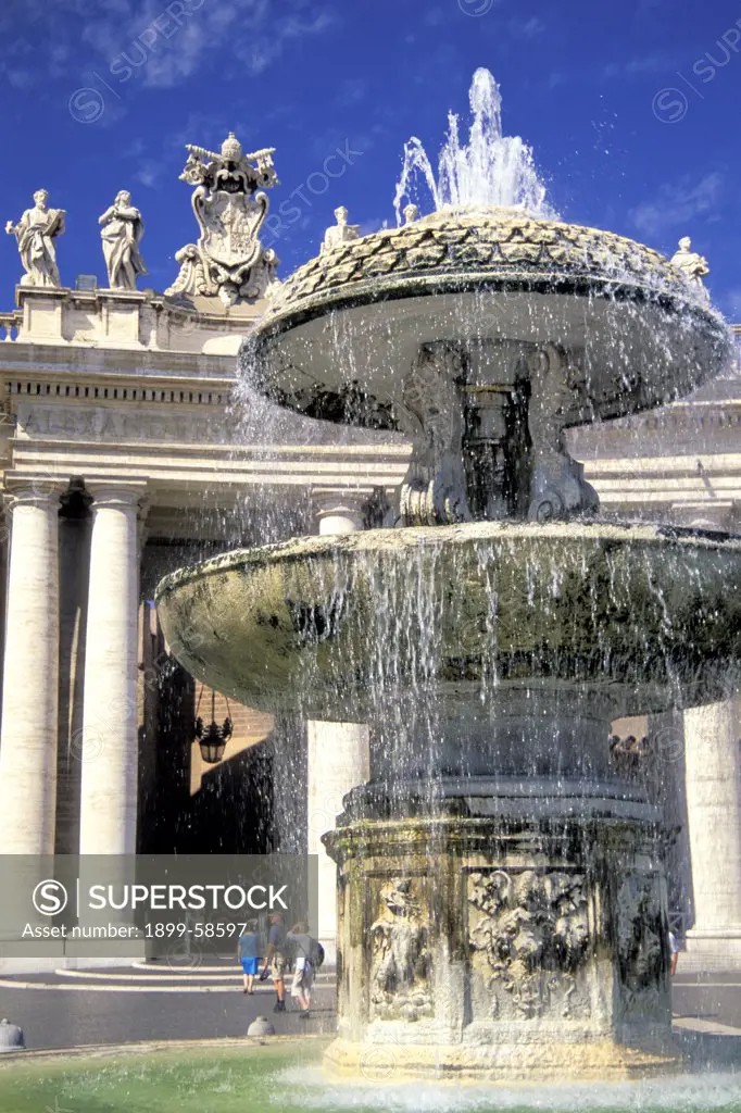 Italy. Vatican City. St. Peter'S Square. Fountain.