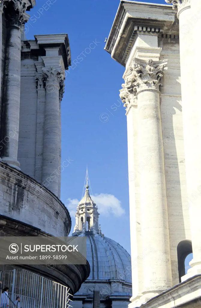 Italy. Vatican City. Columns And Dome.