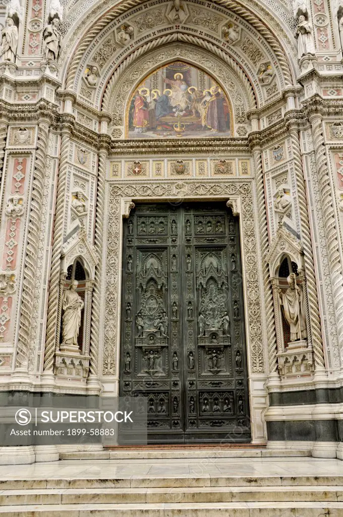 Florence, Italy, Door Of The Duomo