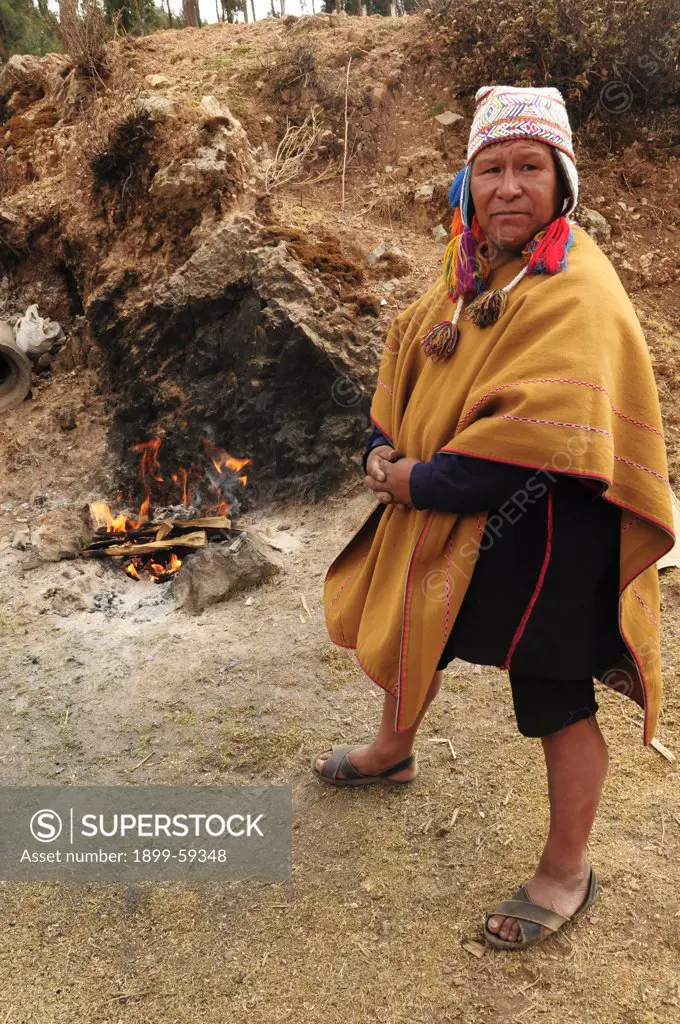 Shaman Burning Offerings To Gods, Peru