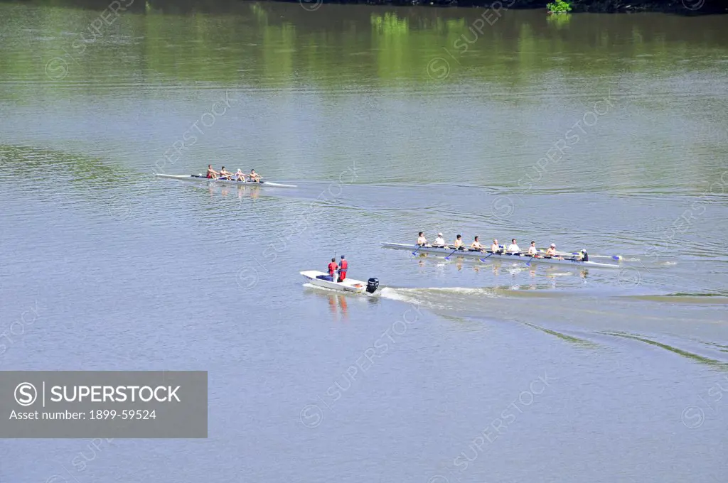 Crewing On Potomac River. Rowing