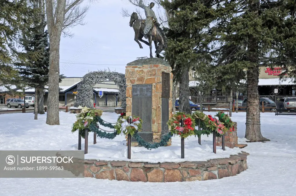 Jackson Hole, Wyoming. Bucking Bronco Statue, War Memorial