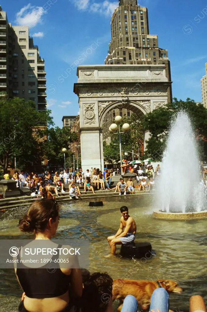 New York City, Manhattan, Washington Square Park In Summertime