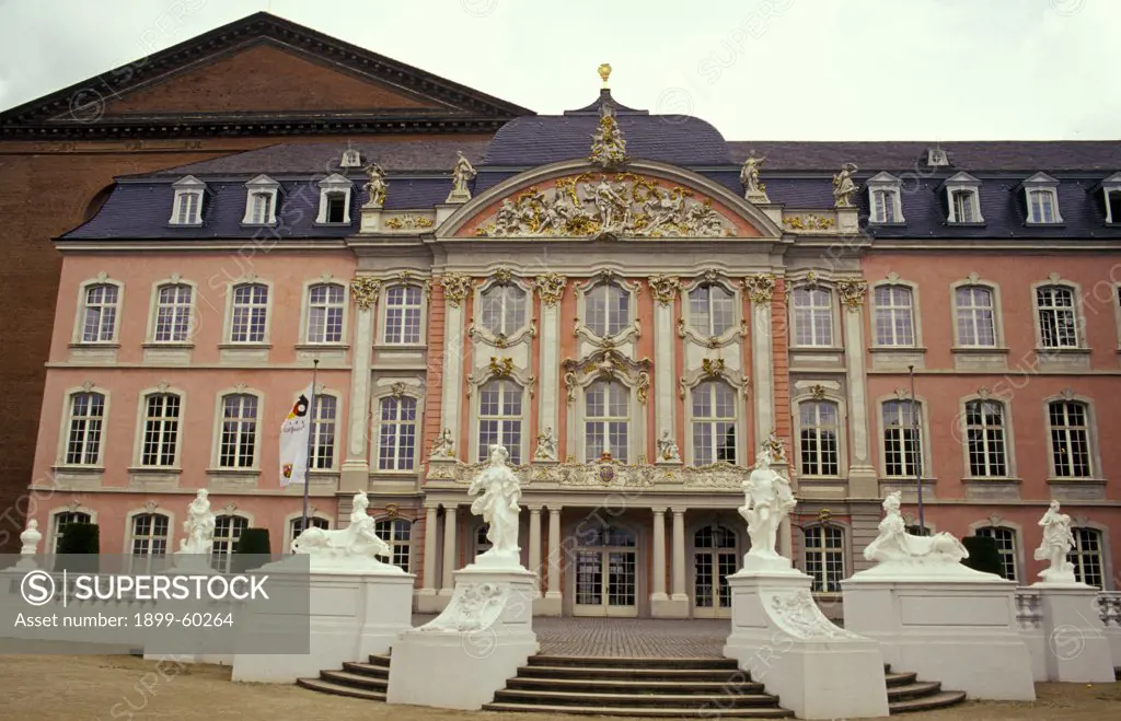 Germany. Trier. Exterior. Kurfurstliches Palais. Electoral Palace. Roman Basilica. Rococo. Mosel Valley.