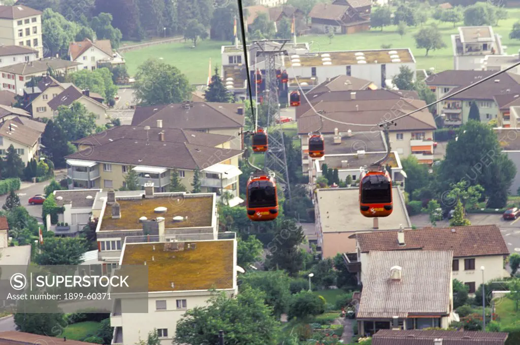 Switzerland. Kriens. Gondola Lifts. Aerial Cableway.