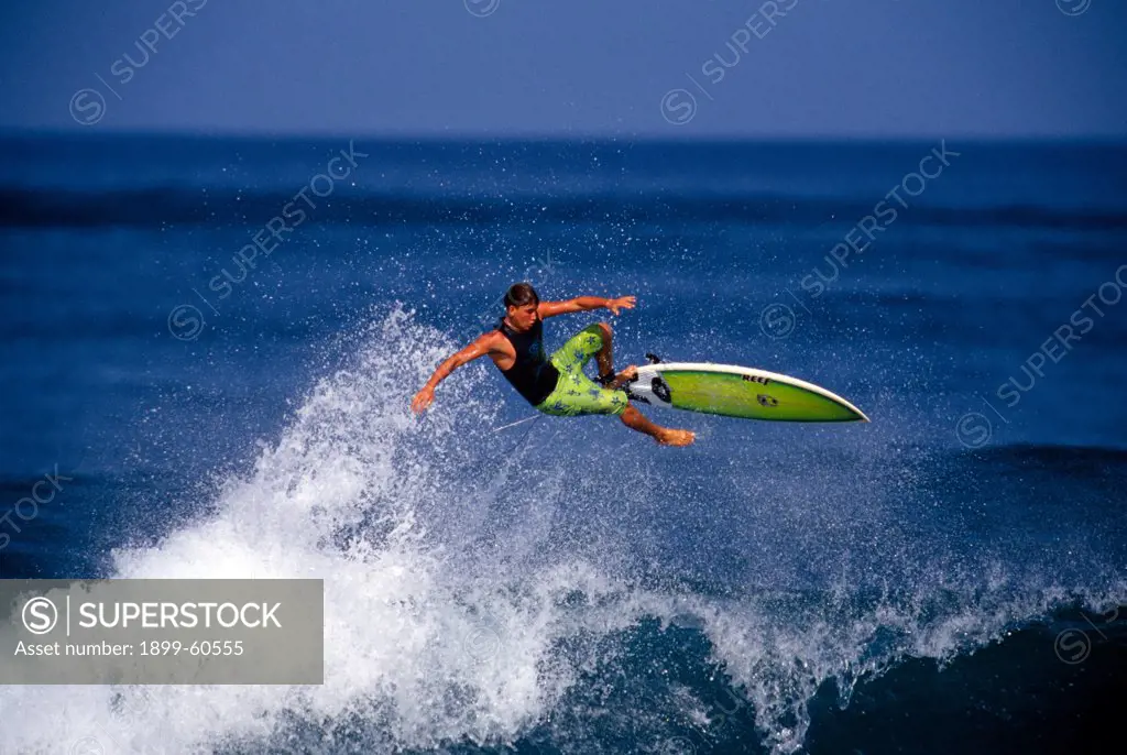 Hawaii, Oahu. Surfer Ejecting From A Wave, Rocky Point.