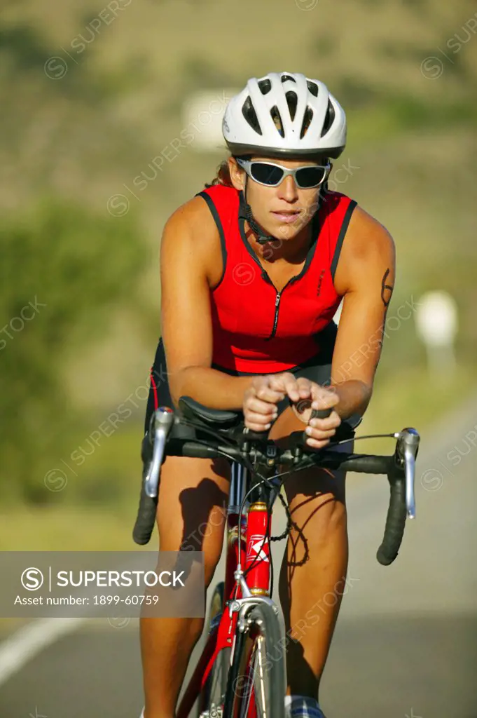 Colorado, Boulder. Female Triathlete Training
