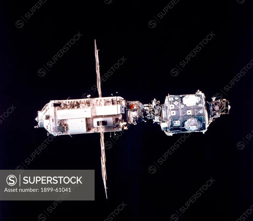 International Space Station With Connected Zarya And Unity Modules.