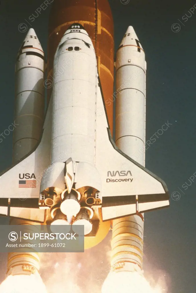 Space Shuttle Discovery, With External Tank And 2 Solid Rocket Boosters, 6/17/85