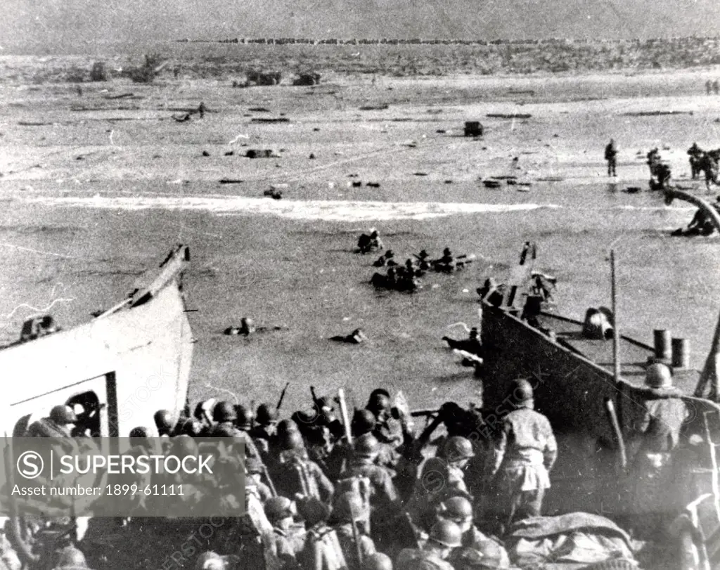 Troops Wading Ashore At Utah Beach, June 6 1944.