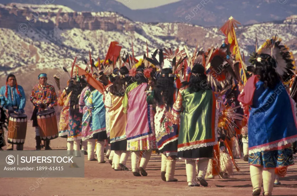 New Mexico, San Ildefonso Pueblo. Comanche Dance.