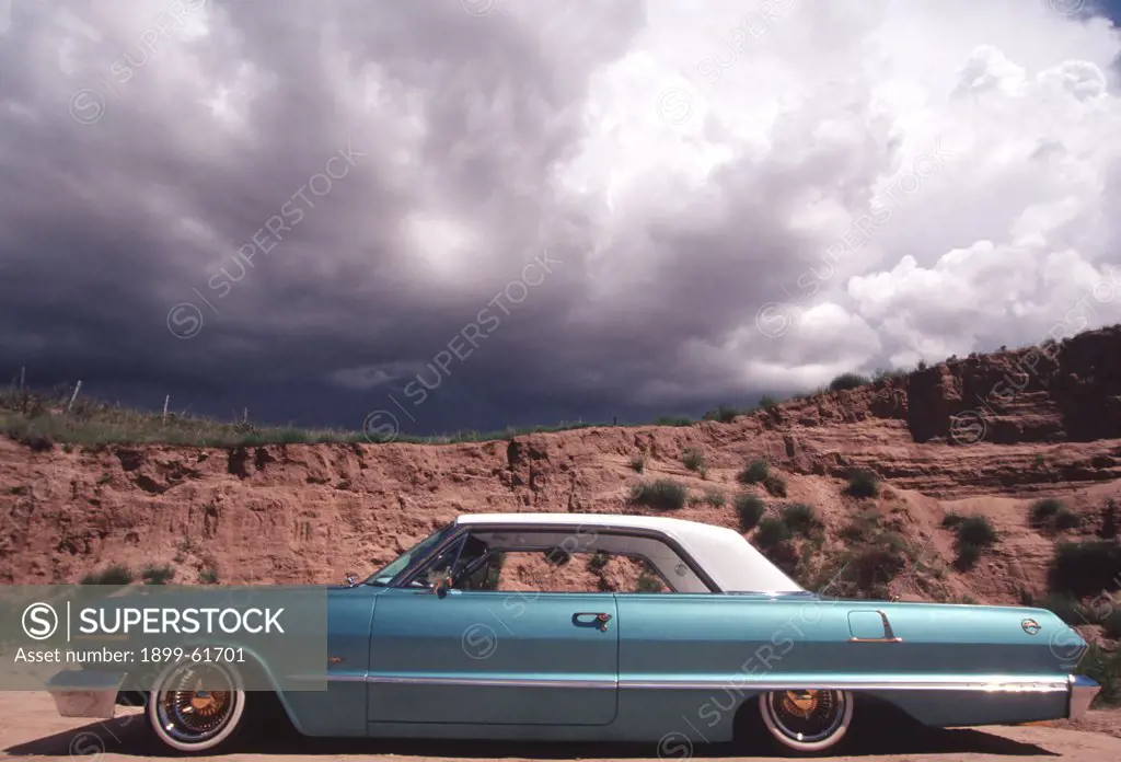 New Mexico, Espanola, Turquoise Blue 1963 Impala