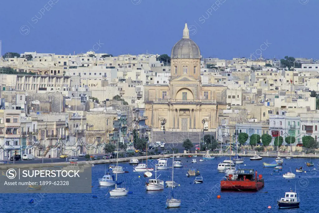 Malta. View Of Town And Harbor.