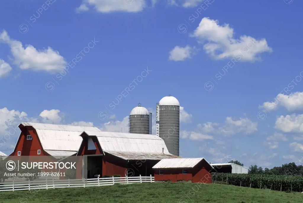 Indiana. Red Barns And Silos.