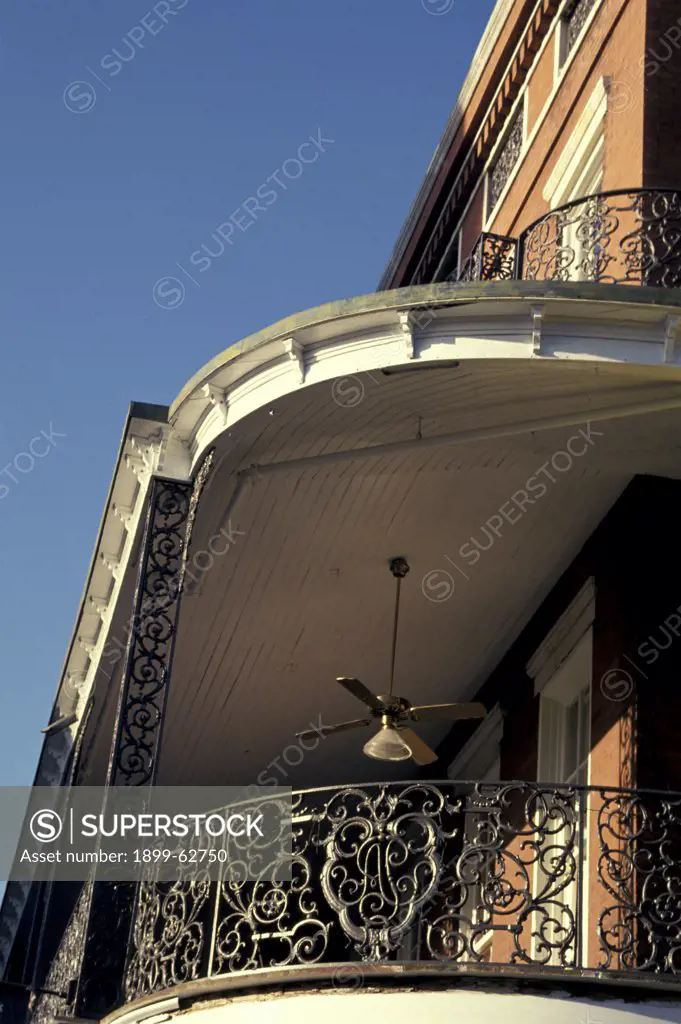 Louisiana, New Orleans. Ornate Wrought Iron On Balcony