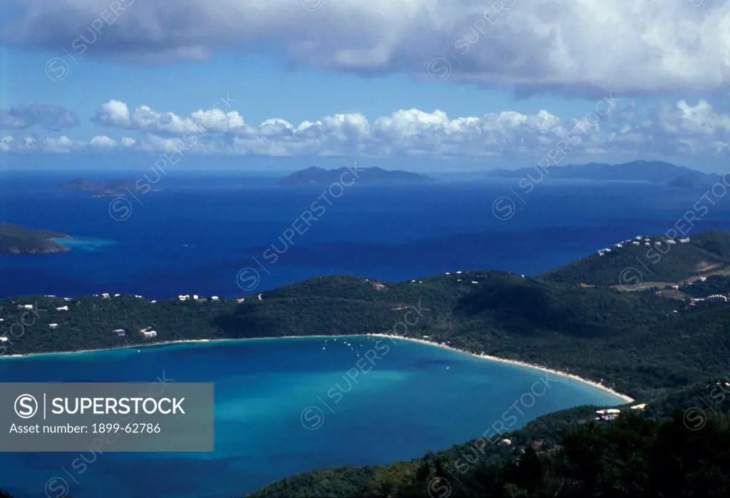U.S. Virgin Islands, St. Thomas. Aerial Of Trunk Bay