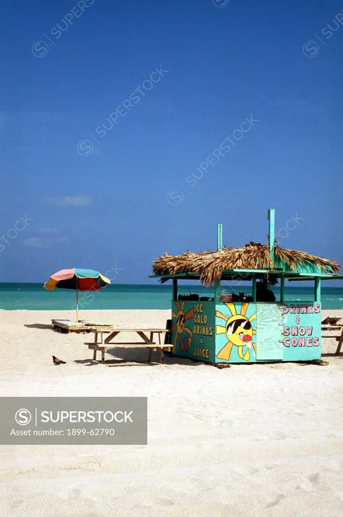 Florida, Miami Beach. Soda Stand On Beach.