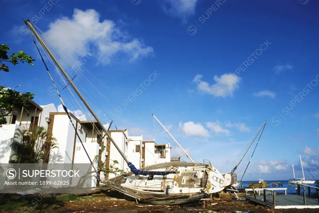 St. Croix, Us Virgin Islands. Damage From Hurricane Marilyn.