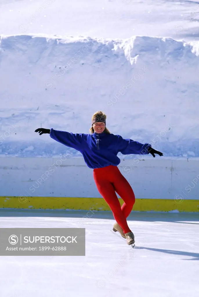 Colorado, Crested Butte. Woman Ice Skating.
