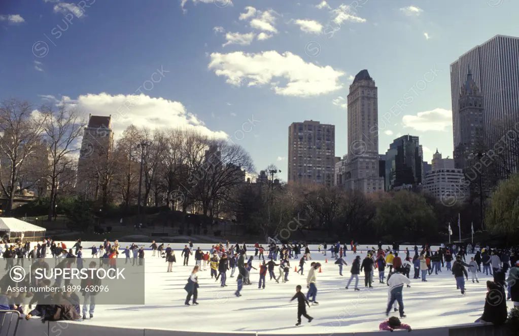 New York City. Ice Skaters On Central Park Rink.