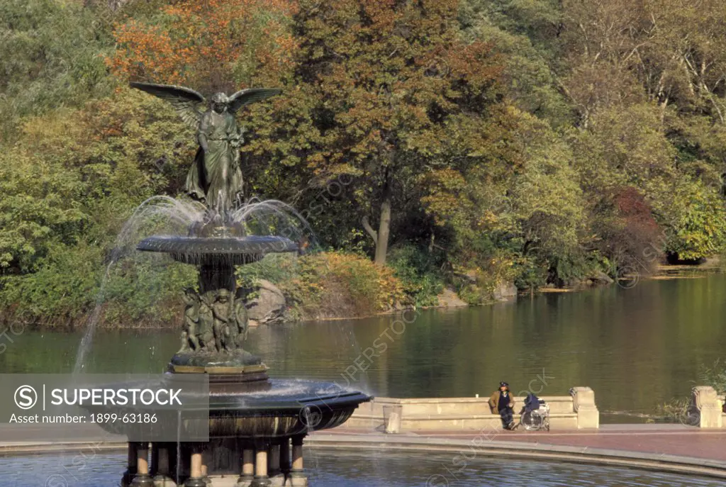 New York City, Central Park. Bethesda Fountain, In The Autumn