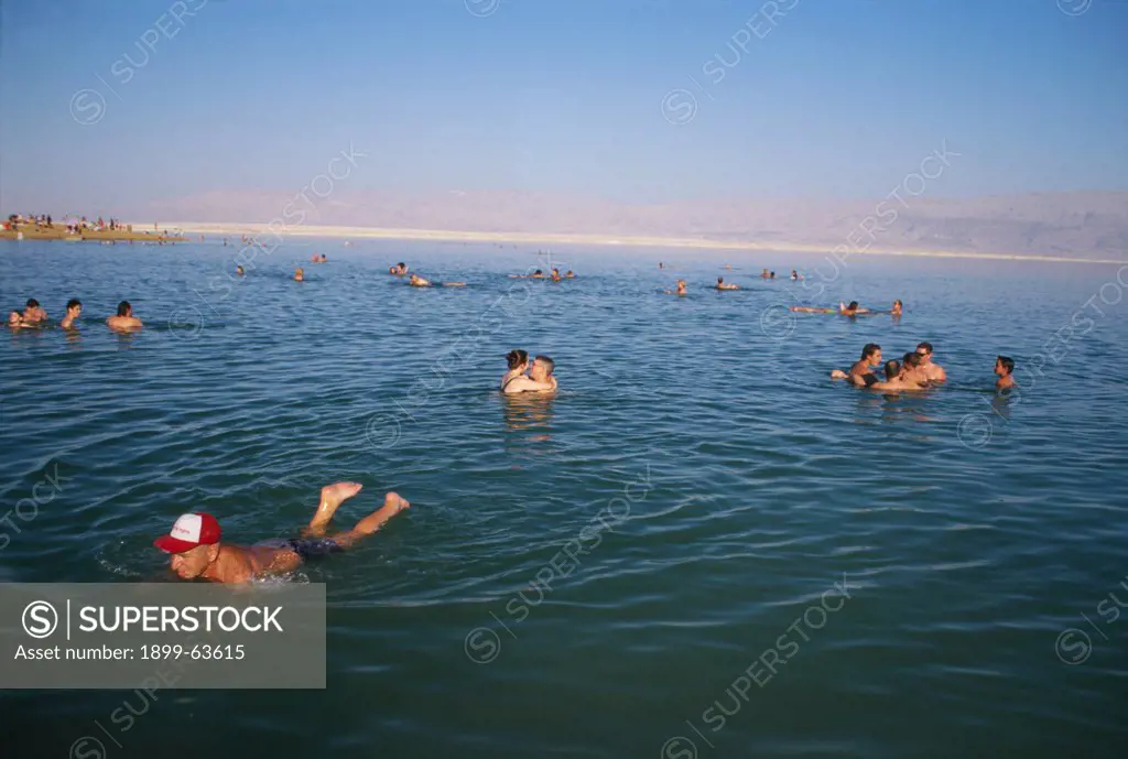 Israel. Swimmers And Waders In The Dead Sea