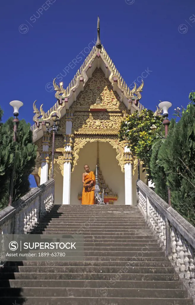 Thailand. Chiang Rai Region, Tha Ton. Buddhist Monk, Wat Tha Ton.