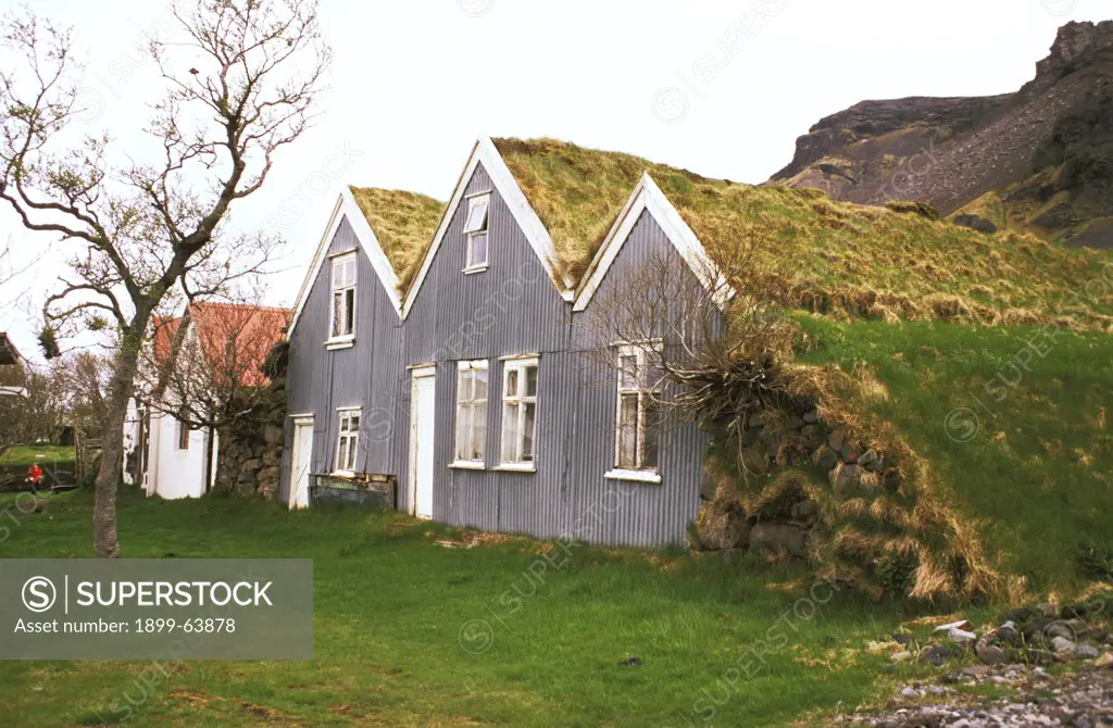 Iceland, Fagurholsmyri Region. Turf Houses. Hof