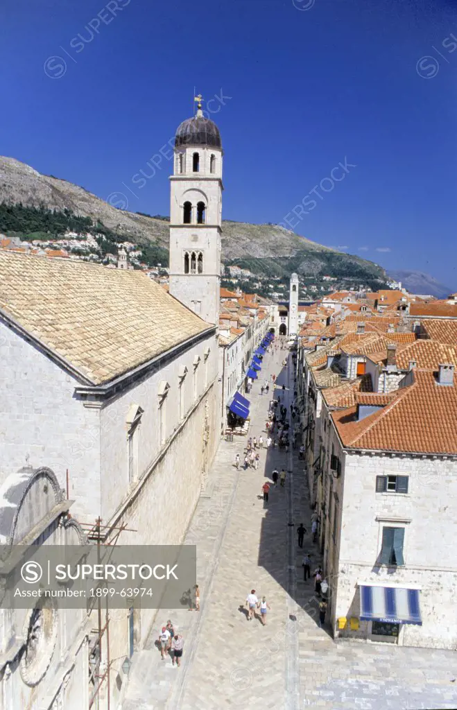 Croatia, Dubrovnik. View Of The Placa.