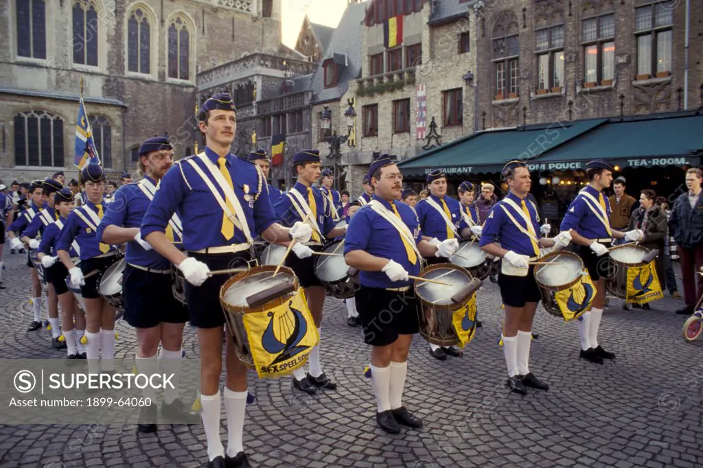 Belgium, Brugge. Armistice Day Parade, Drummers