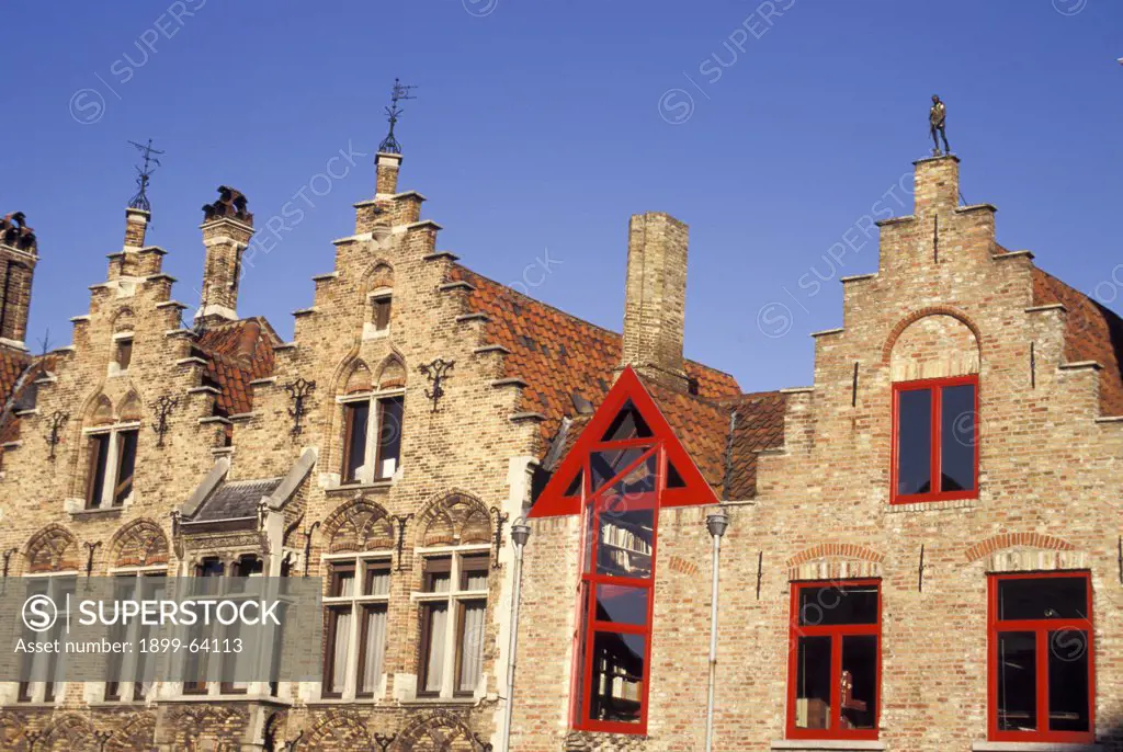Belgium, Brugge. Spiegelrei. Brick Buildings