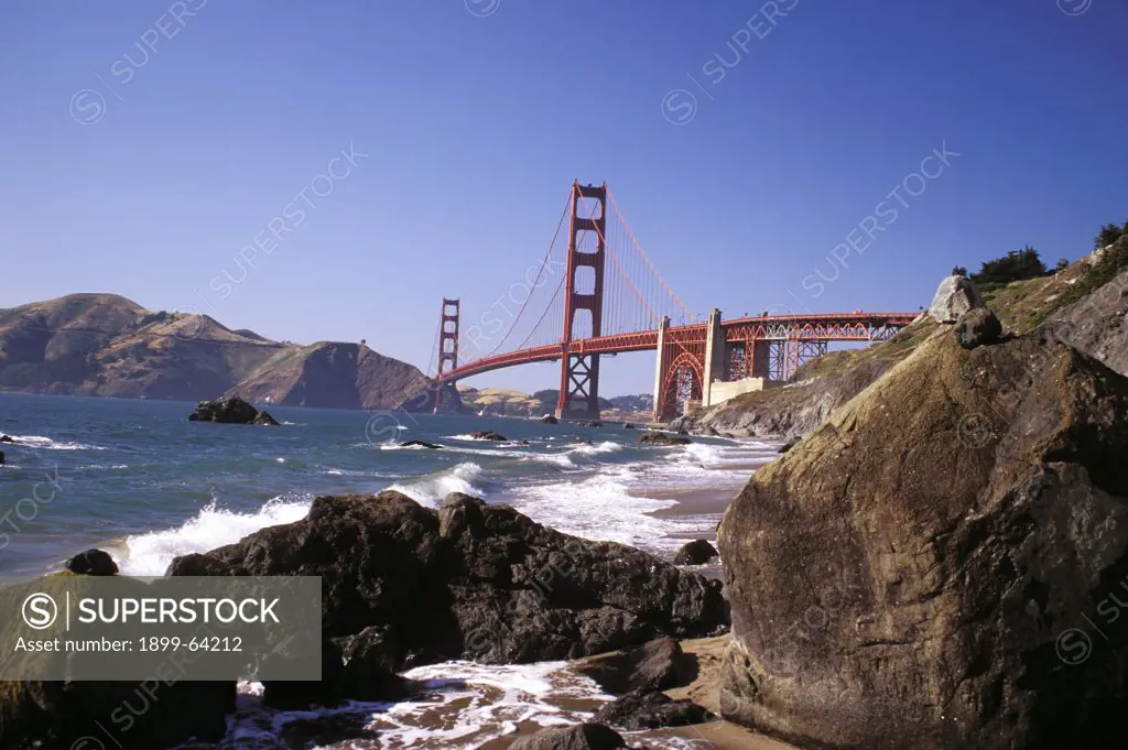California, San Francisco, Golden Gate Bridge, View From Baker Beach.