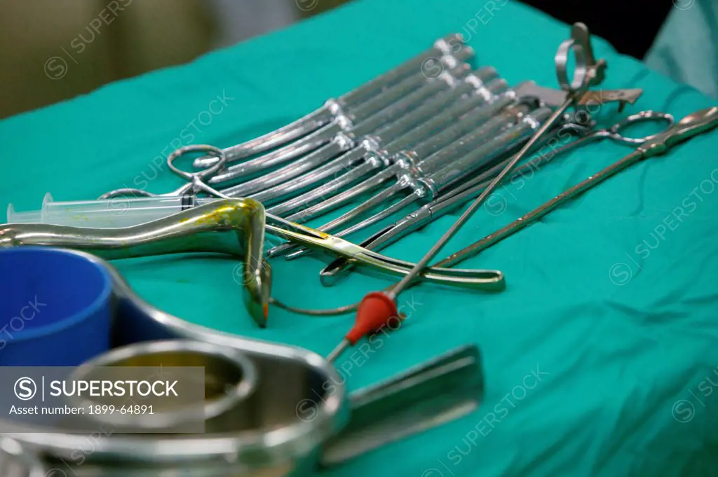 Surgical tools used during surgical operations, Close-up. UK