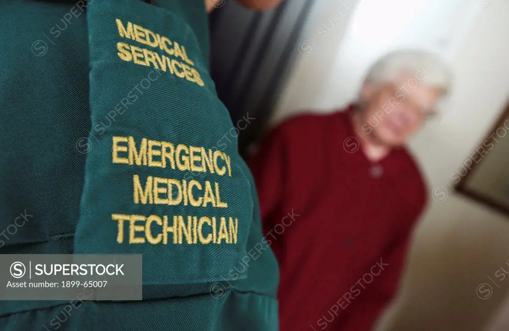 Close-up of lapels of Emergency Medical Technician