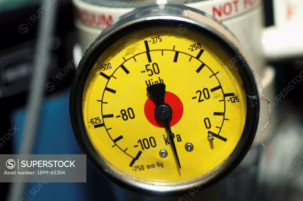 Close up of gas pressure meter