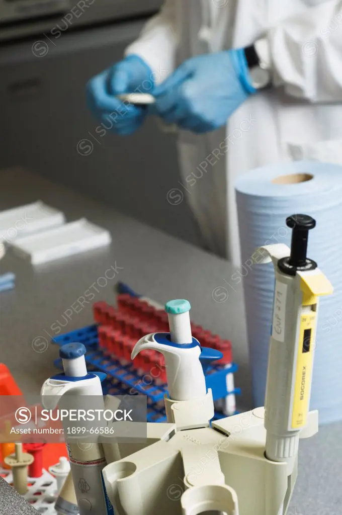 Close-up of equipment used for adrenal stress profile