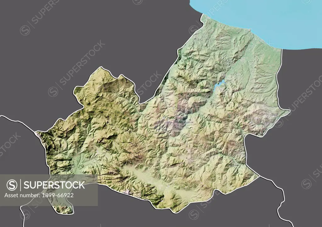 Relief map of the region of Molise, Italy. This image was compiled from data acquired by LANDSAT 5 & 7 satellites combined with elevation data.