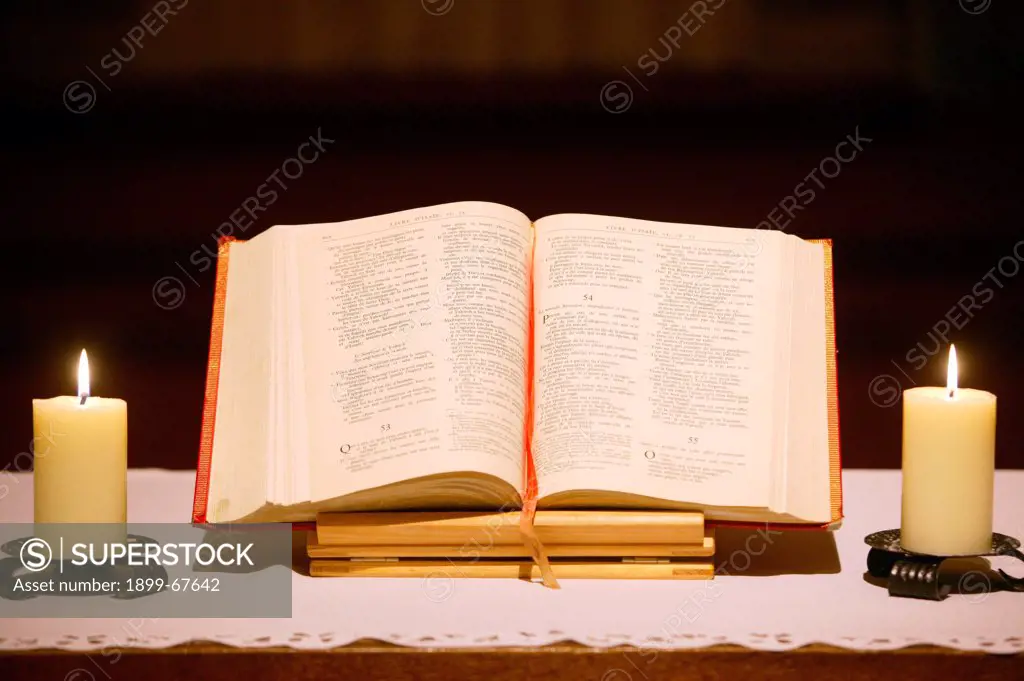Bible and candles