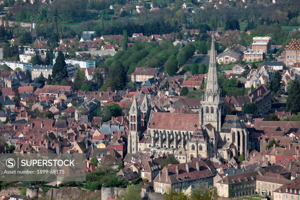 Town view of Autun with the cathedral Saint-Lazare.