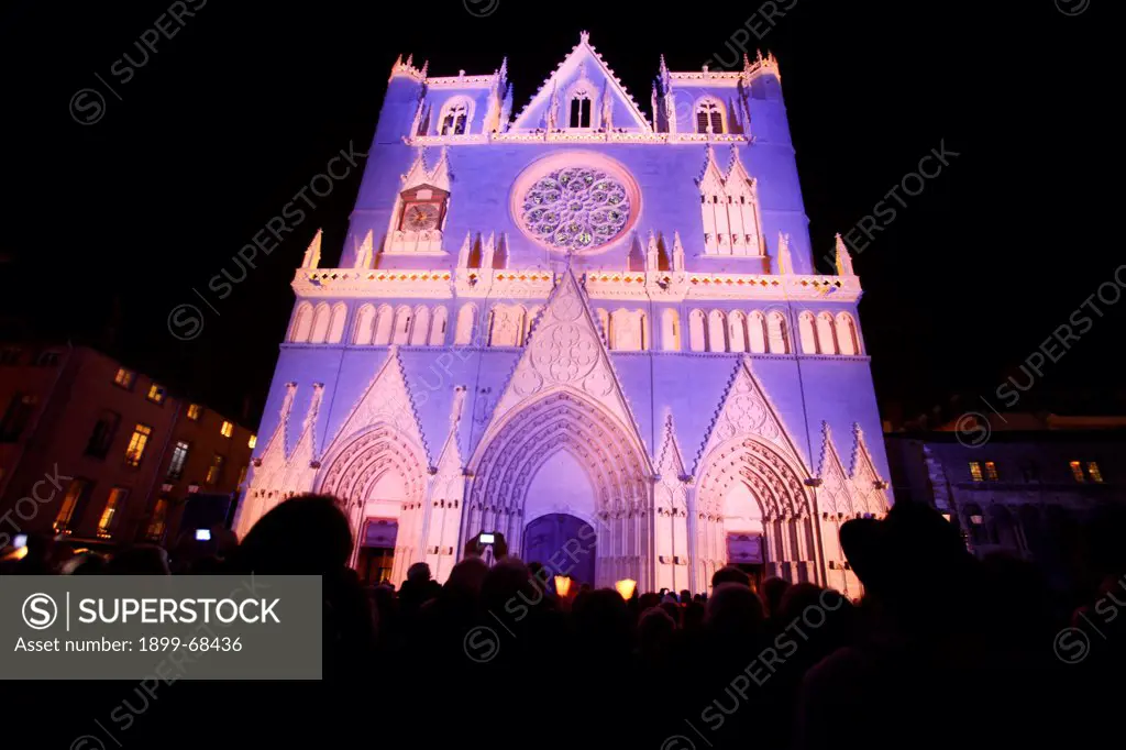 Fête des Lumières - Festival of Lights held in Lyon every year on december 8 - cathedral lighting