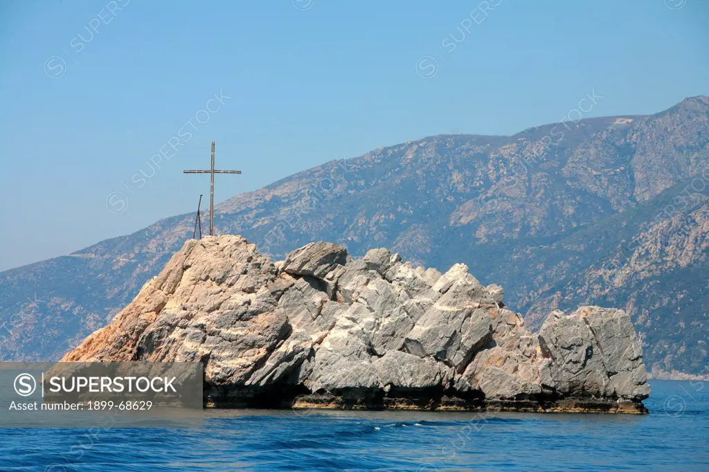 Rock facing Mount Athos