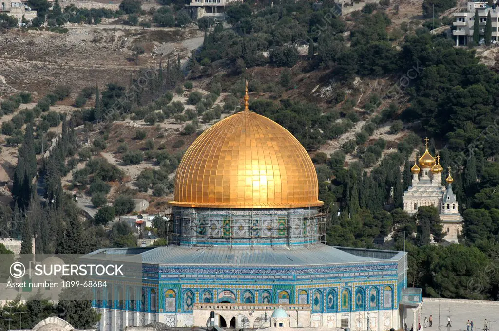 Al Aqsa mosque on the Dome of the Rock and Mount of Olives
