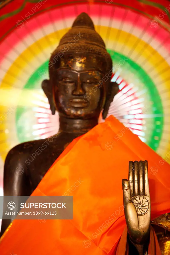 Statue of buddha in a cambodian pagoda.