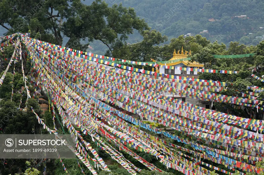 Prayer flags. Swayambunath Temple