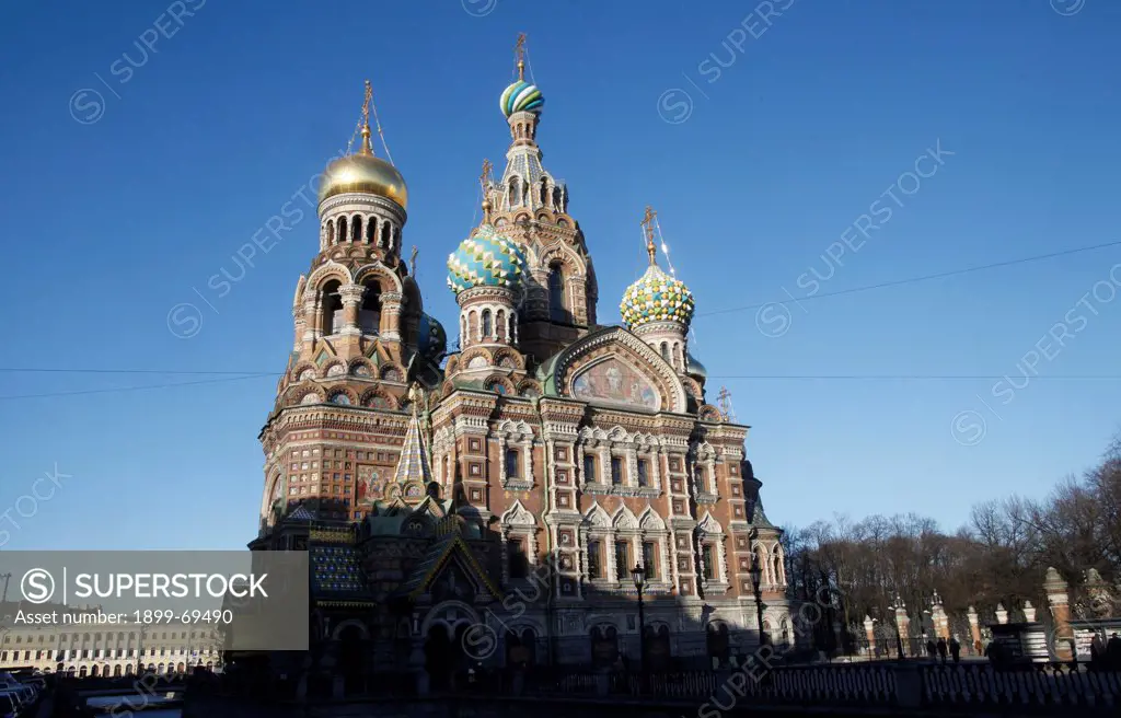 Church of the Saviour on Spilled Blood or Church of Resurrection. Exterior view beside canal Griboedov.